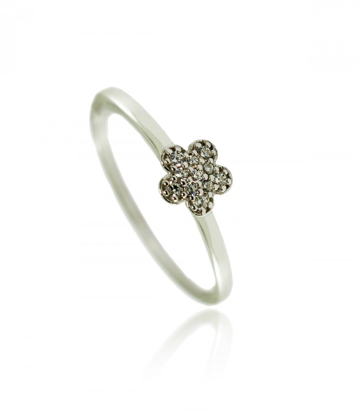 anillo flor diamantes oro blanco