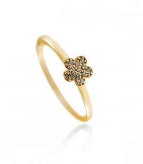 Anillo flor diamantes oro rosa