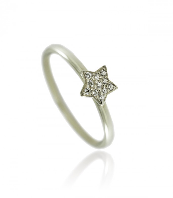 anillo estrella diamantes oro blanco